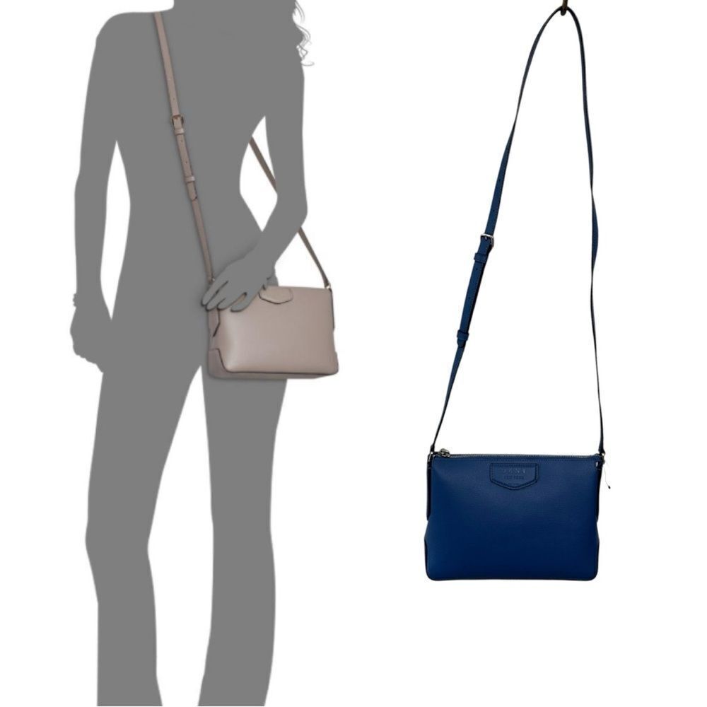 DKNY Sullivan Top-zip Marine Blue Leather Cross Body Bag